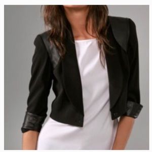 ALICE+OLIVIA Black Crop jacket leather trim Small
